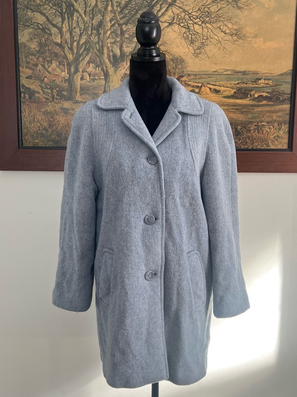 Vintage London Fog powder blue wool Peacoat cozy retro academia winter layer